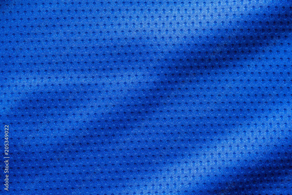 Blue color fabric sport clothing football jersey with air mesh texture  background Stock Photo | Adobe Stock