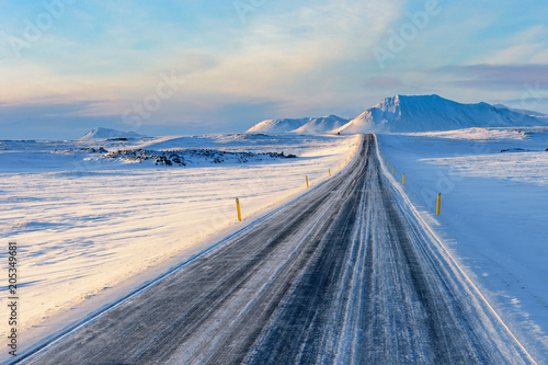 Wallpaper Mural Straight Road to snow capped Mountains, Iceland Torontodigital.ca