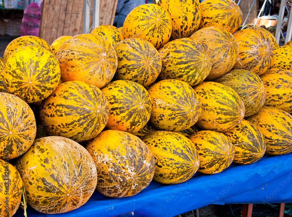 Melons in the market