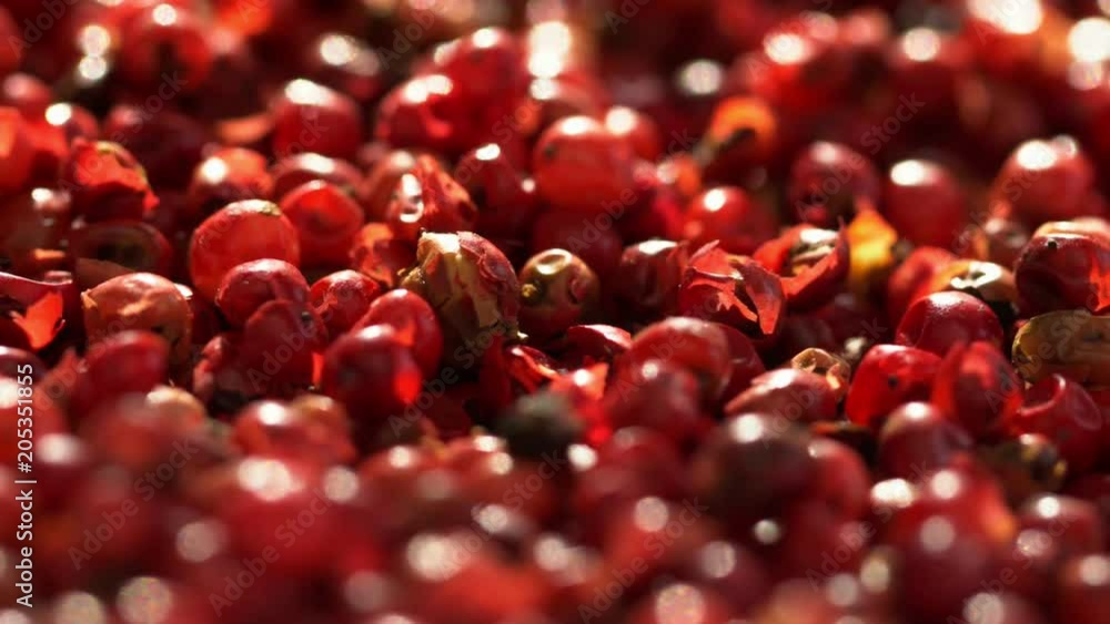Pink pepper peas. Close up. Pink pepper peas. Close up.