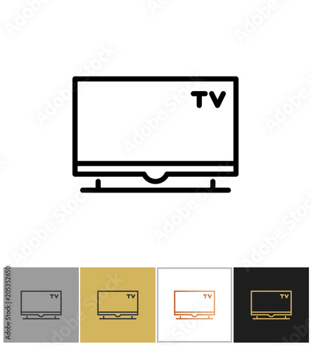 TV icon, flat screen television symbol