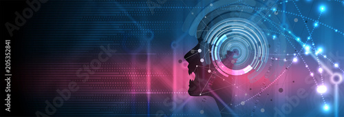 Artificial intelligence like vampire. Technology web background. Virtual concept
