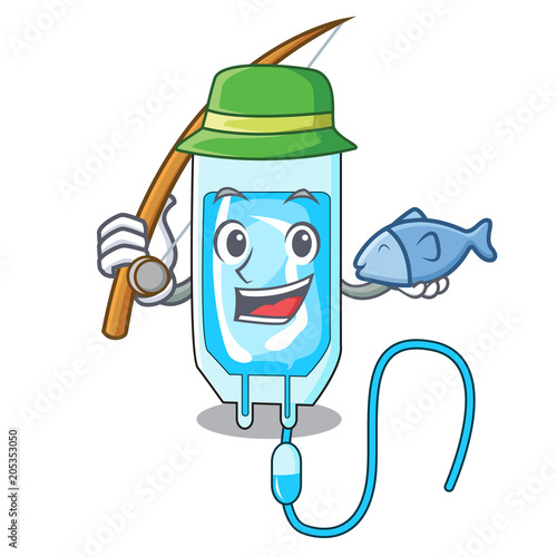 Fishing infussion bottle mascot cartoon