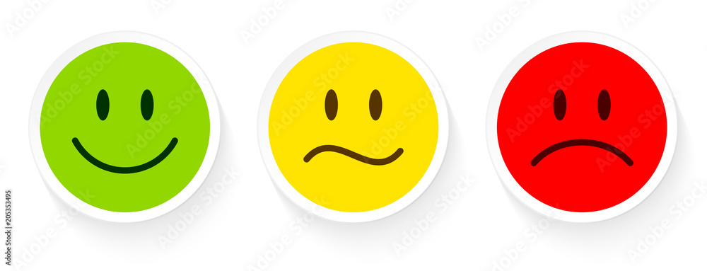 3 Icons Smileys Green/Yellow/Red Stock Vector | Adobe Stock