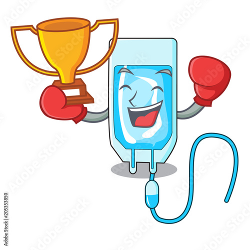Boxing winner infussion bottle mascot cartoon