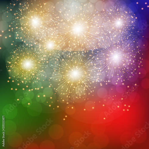 Colorful Fireworks Illustration.