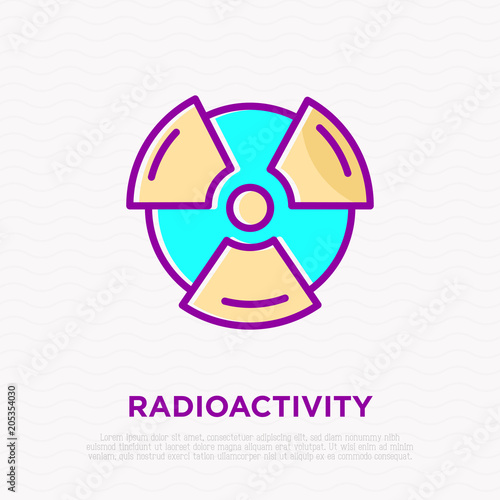 Symbol of radioactivity thin line icon. Modern vector illustration.