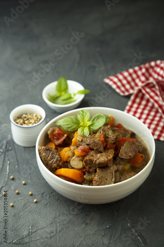 Homemade beef stew with vegetables