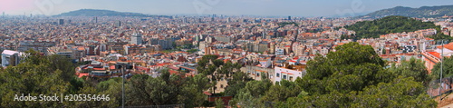 View of Barcelona from Turo de les Tres Creus in Park Guell 