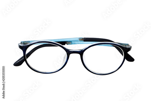 Eyeglasses isolated with clipping path.Plastic eyeglasses accessory on white background