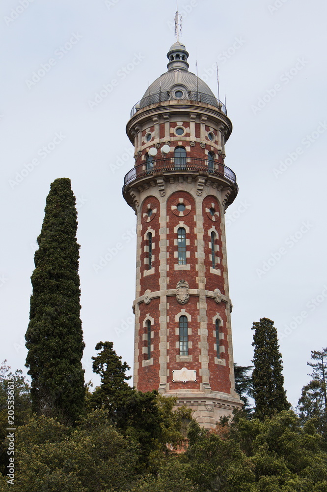 Fototapeta premium Torre de les Aigües de Dos Rius on the top of Tibidabo mountain 