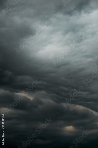 Dramatic dark black sky cloud storm pattern