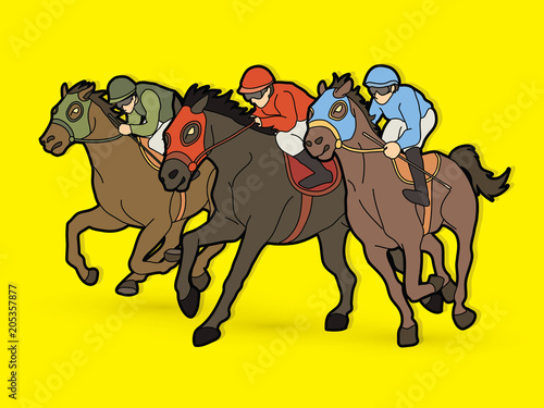 Horse racing ,Jockey riding horse, graphic vector.