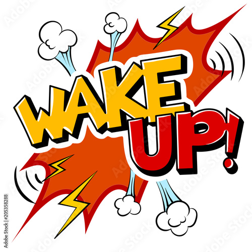 Wake up word comic book pop art vector