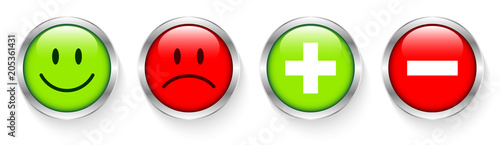Smileys, Plus & Minus Green/Red Silver Shine