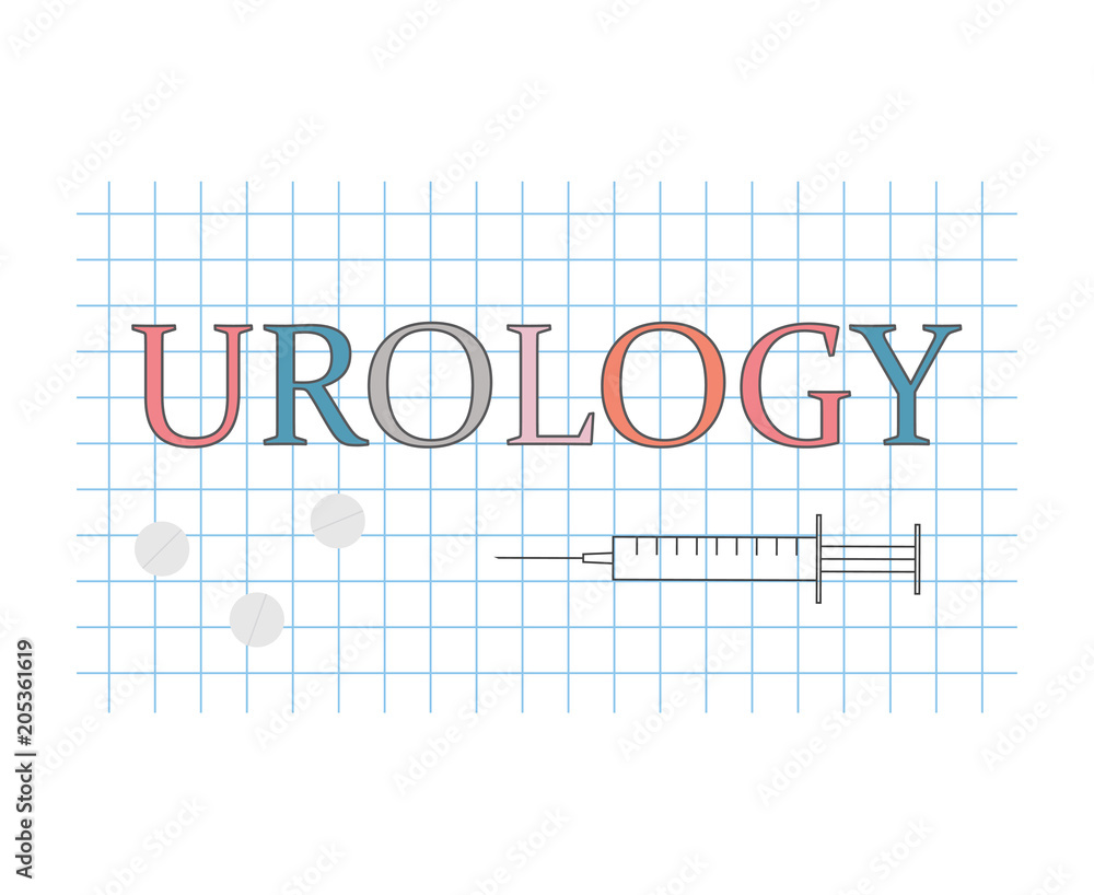 urology word on checkered paper sheet- vector illustration urology word on checkered paper sheet- vector illustration