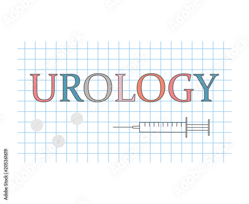 urology word on checkered paper sheet- vector illustration