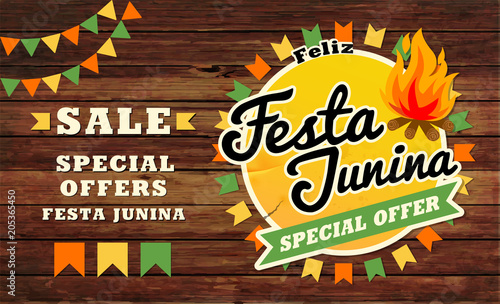 Festa Junina illustration traditional. Brazil June festival party. Vector illustration. Latin American holiday.