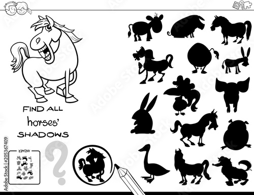 shadow game with horses color book