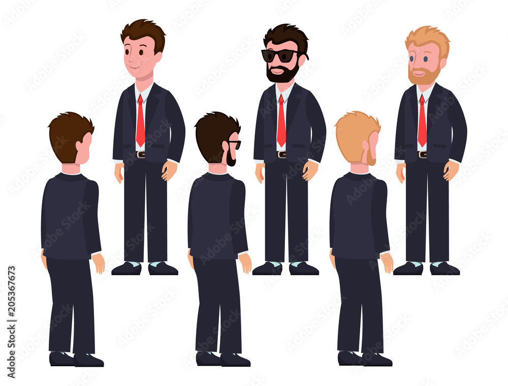 Male Characters in Suits Front and Back Views Male Characters in Suits Front and Back Views