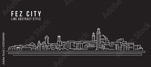 Cityscape Building Line art Vector Illustration design - Fez city
