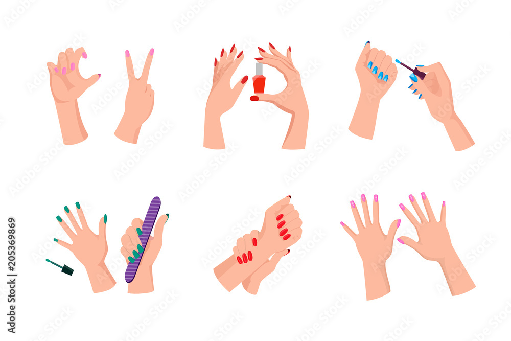 Female Hands with Neat Modern Bright Manicure Female Hands with Neat Modern Bright Manicure