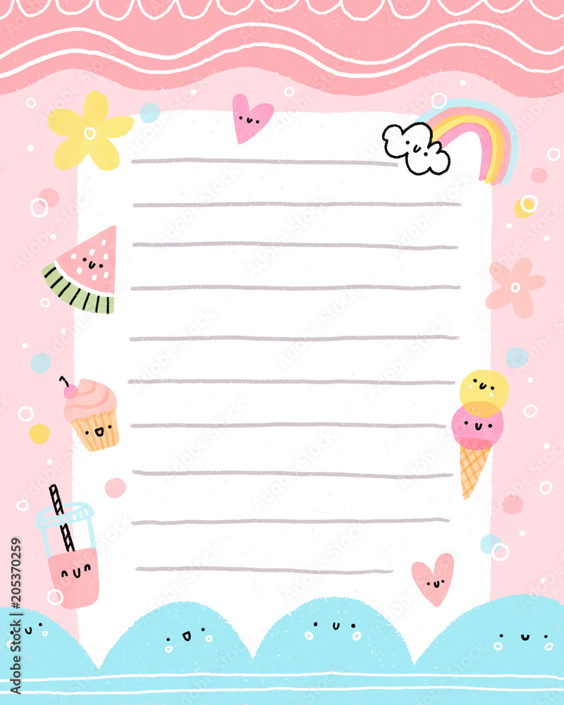 Pink summer notes template Pink summer notes template