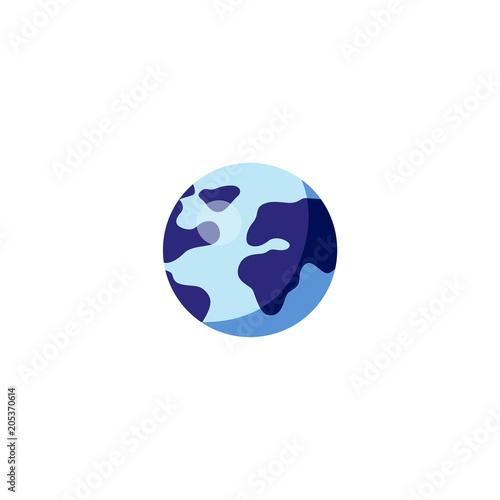Blue shade earth globe icon. Global planet symbol. geography travel. environment and internet object. Vector flat isolated illustration.