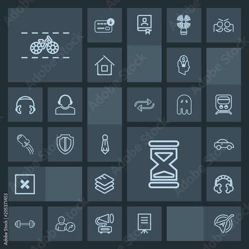 Modern, simple, dark vector icon set with car, data, bike, hour, cycle, transport, instrument, business, male, suit, internet, protection, concept, bicycle, workout, sport, technology, closed icons