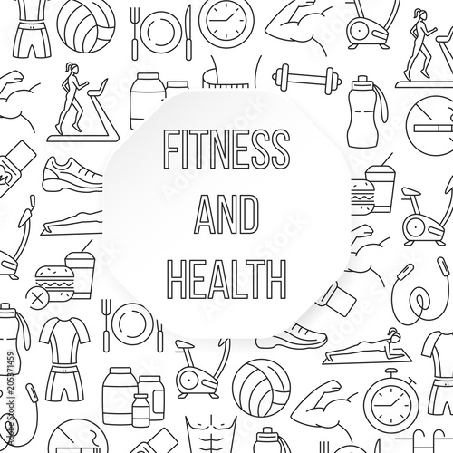 Fitness and health flat pattern