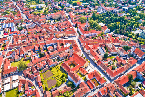 Town of Varazdin historic center aerial view