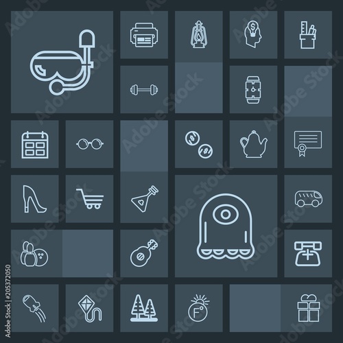 Modern, simple, dark vector icon set with fahrenheit, watch, hand, folk, minute, game, rocket, monster, mask, sport, spaceship, technology, telephone, clock, present, music, water, space, summer icons