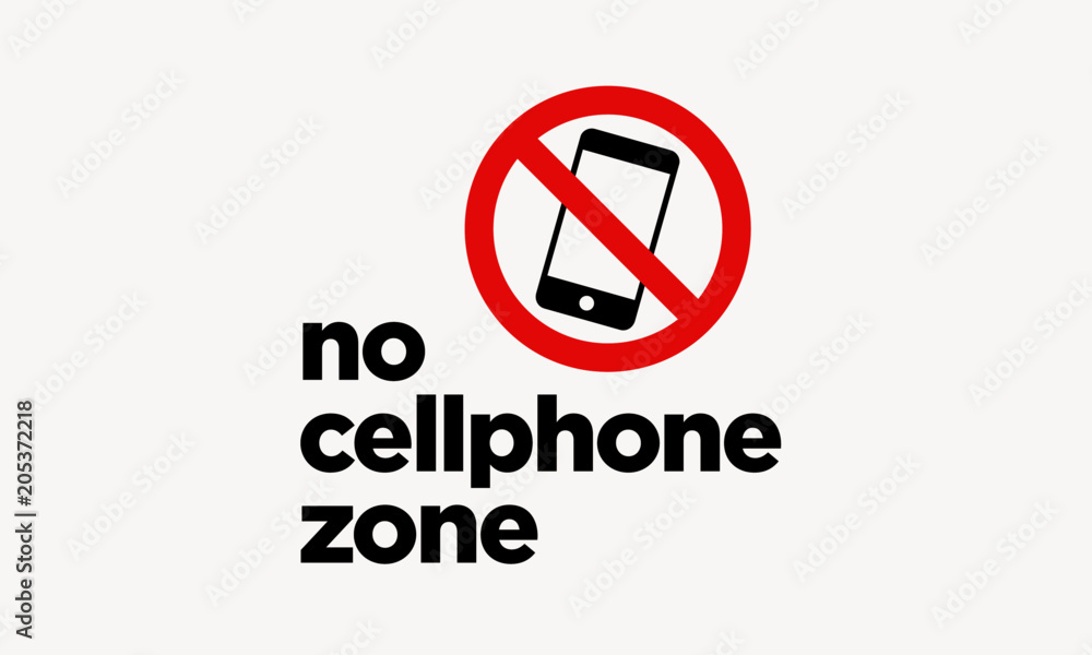 No Cellphone Zone Sticker Sign in Flat Modern Style Design No Cellphone Zone Sticker Sign in Flat Modern Style Design