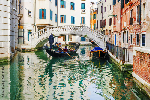 Gondola on the picturesque canals of Venice. © dimbar76