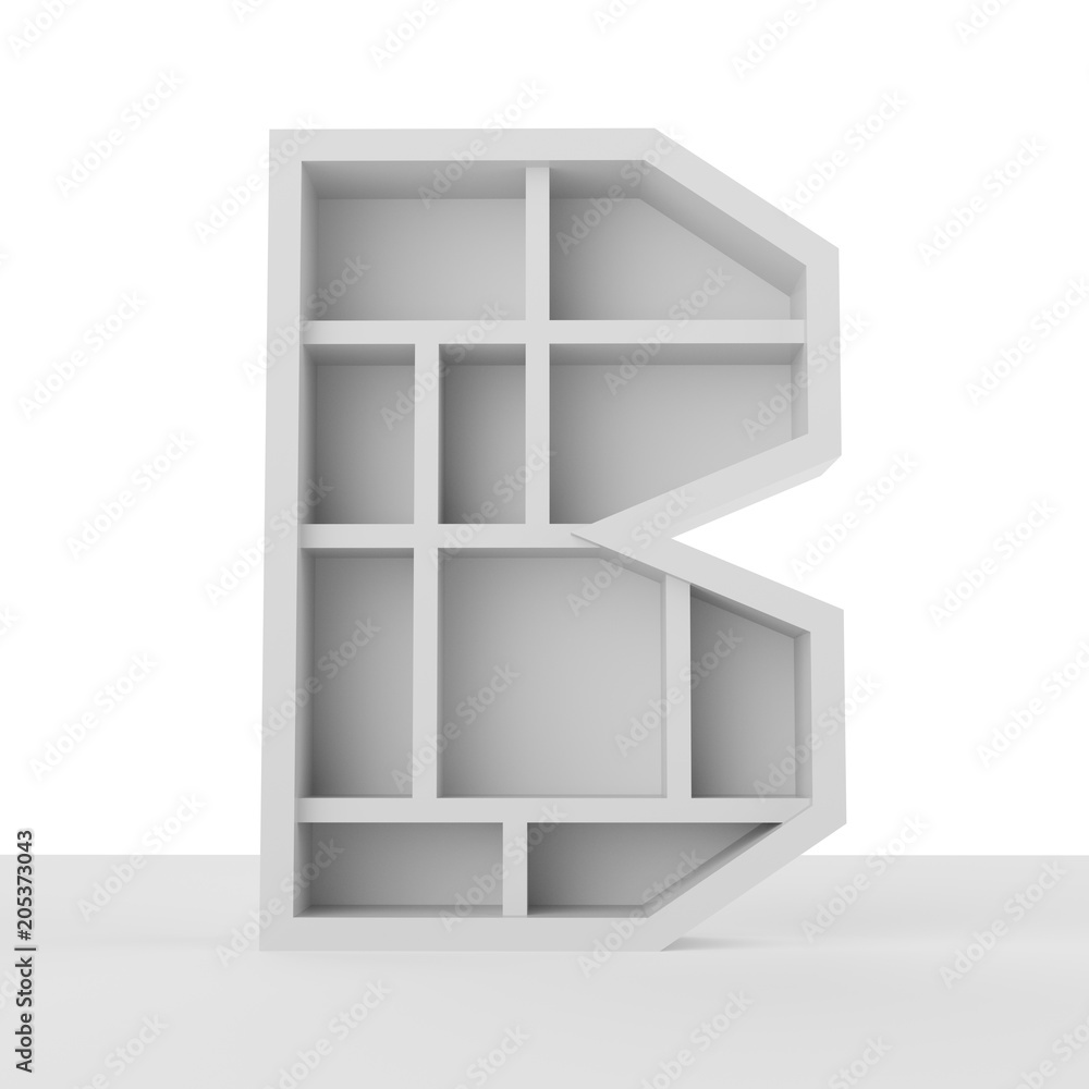Shelf Letter Concept. 3D rendering Shelf Letter Concept. 3D rendering