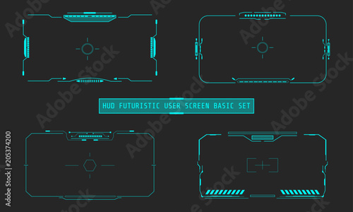 HUD Futuristic User Screen Basic Elements Set. Abstract Virtual Control Panel Layout Texture Concept  Design.