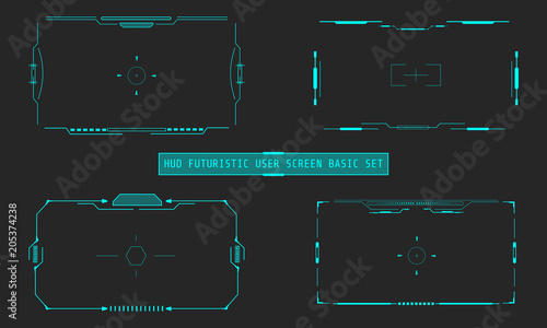 HUD Futuristic User Screen Basic Elements Set. Abstract Virtual Control Panel Layout Texture Concept  Design.