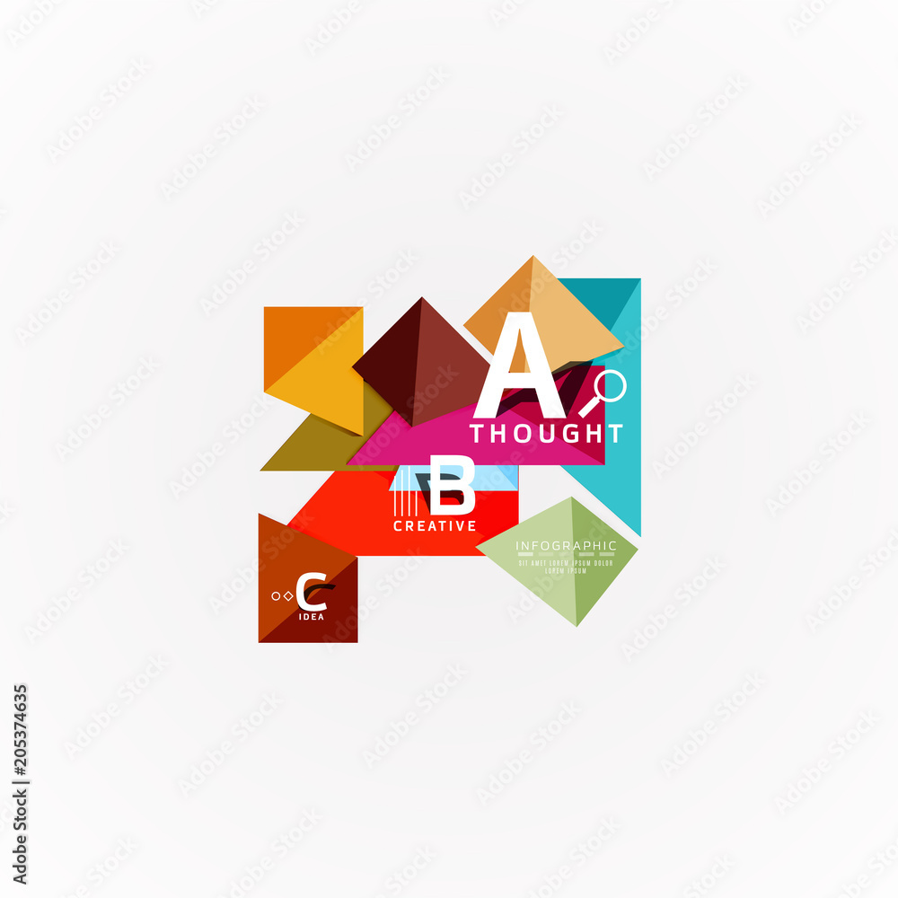 Abstract geometric option infographic banners, a b c steps process Abstract geometric option infographic banners, a b c steps process