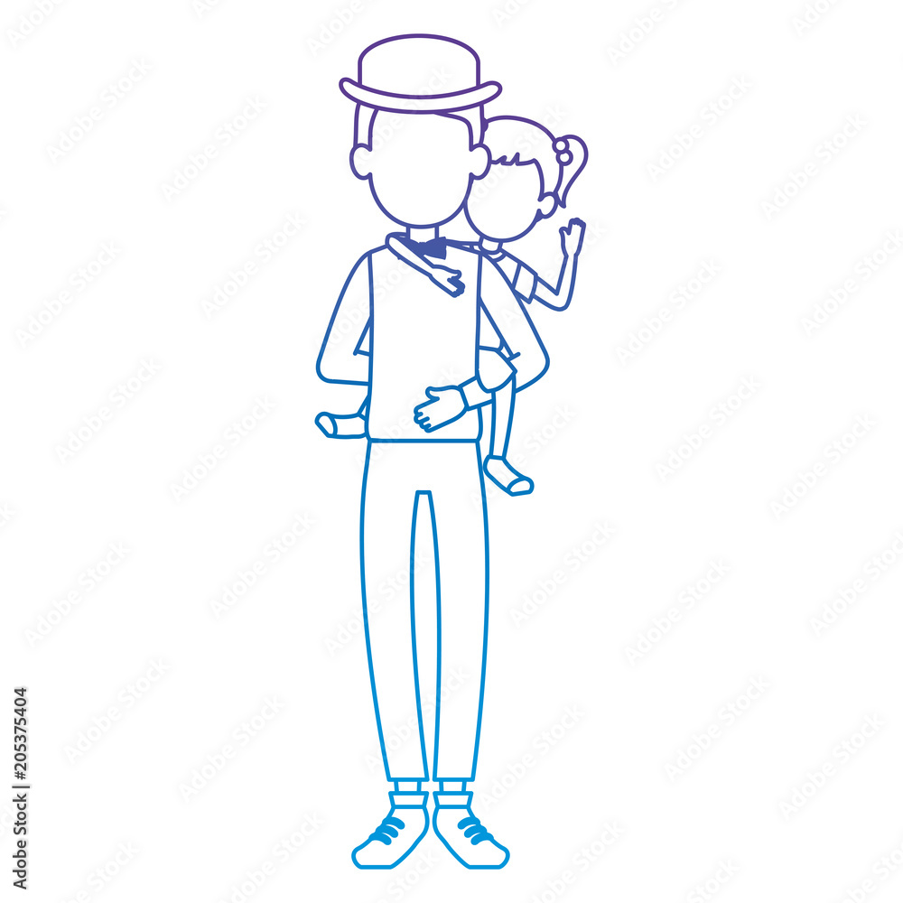 cute father lifting daughter avatars characters characters vector illustration cute father lifting daughter avatars characters characters vector illustration