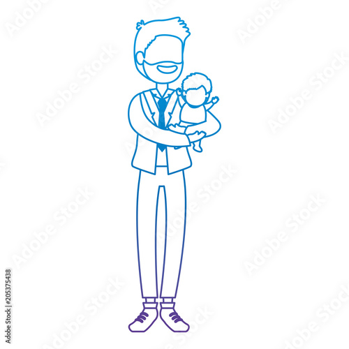cute father lifting baby avatars characters vector illustration design