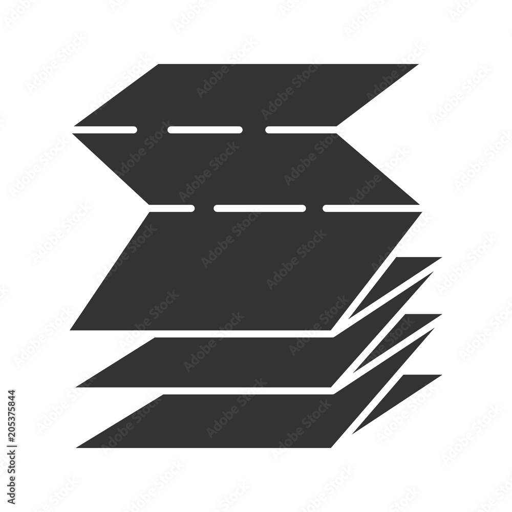 Folded paper leaflet glyph icon