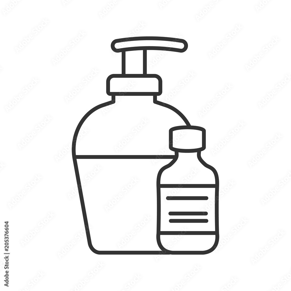 Antibacterial liquid and soap linear icon Antibacterial liquid and soap linear icon