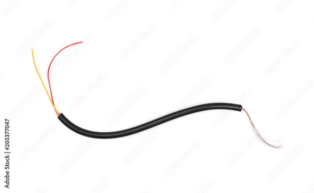 cut insulated cable, wire isolated on white background cut insulated cable, wire isolated on white background