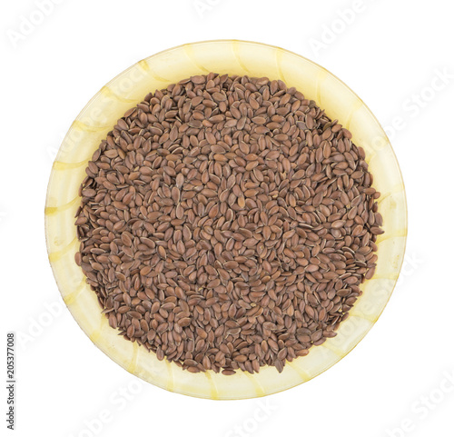 Organic Flax Seeds Also Know as Alsi, Linum usitatissimum or linseed Isolated on White Background