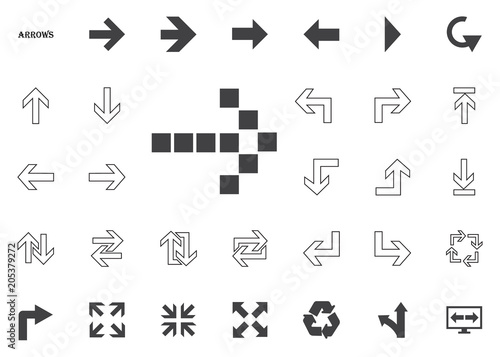 Dotted right arrow icon. Arrow vector illustration icons set.
