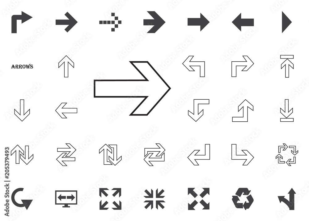 Right arrow icon. Arrow vector illustration icons set.