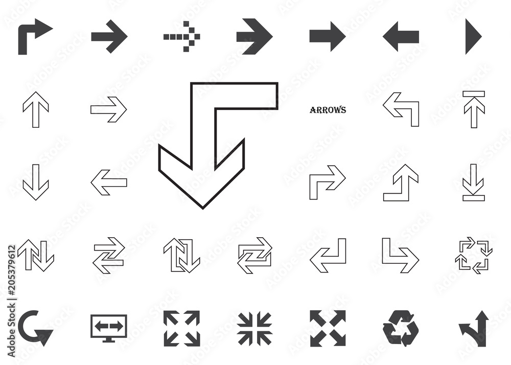 Back to the down arrow icon. Arrow vector illustration icons set. Back to the down arrow icon. Arrow vector illustration icons set.