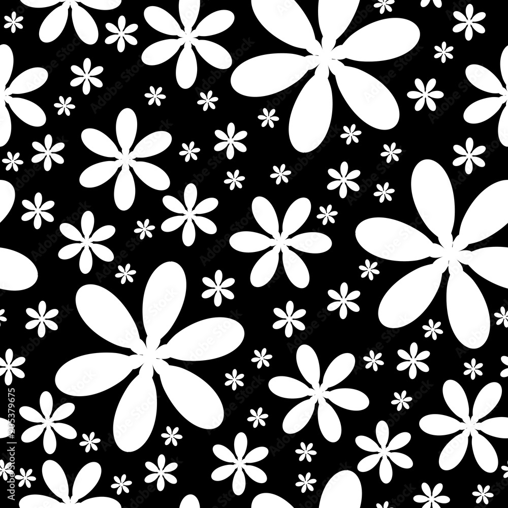 vector seamless floral pattern, black and white vector seamless floral pattern, black and white