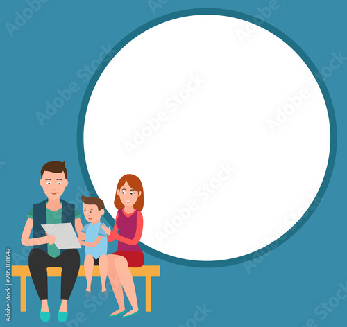 Family Mother Father and Son Sits on Bench List