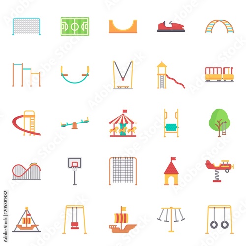 amusement park icons set